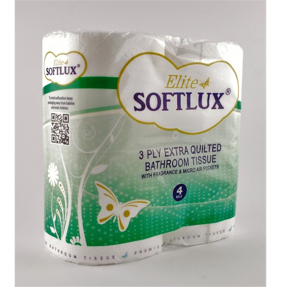 White Softlux Elite Extra 3ply Toilet Roll