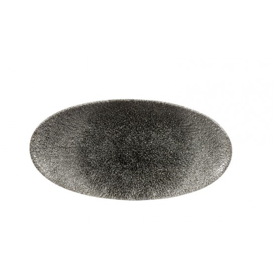 Raku Quartz Black Chefs' Oval Plate