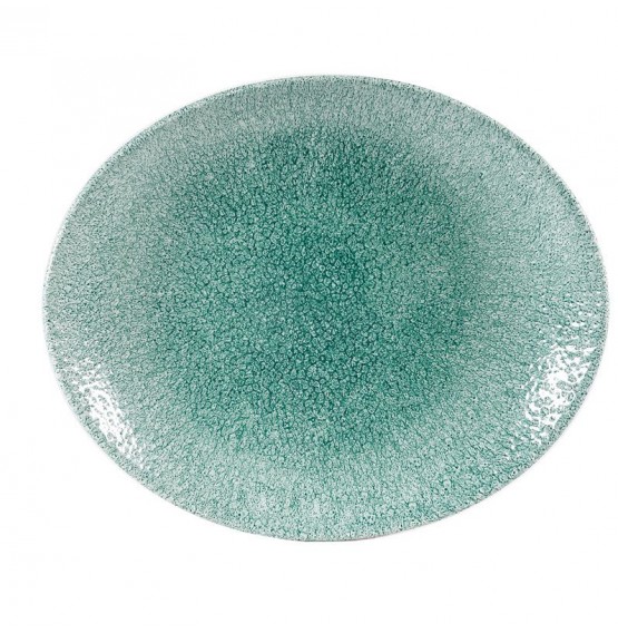 Raku Jade Green Oval Coupe Plate