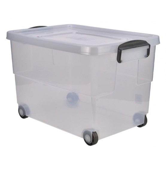 Storage Box w/ Clip Handles on Wheels