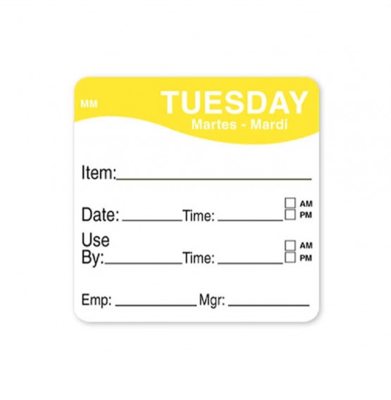 MoveMark Yellow 51mm Square Label (Tuesday)