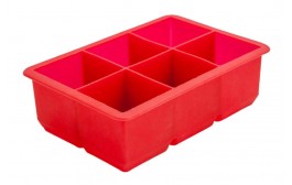 Ice Cube Mould 6 Section Silicone Red