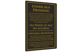 Under Age Drinking Sign Gold or Black
