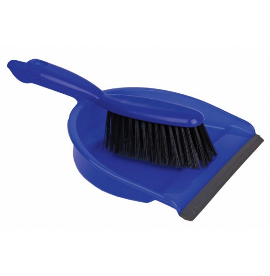 Blue Dustpan & Stiff Brush Set
