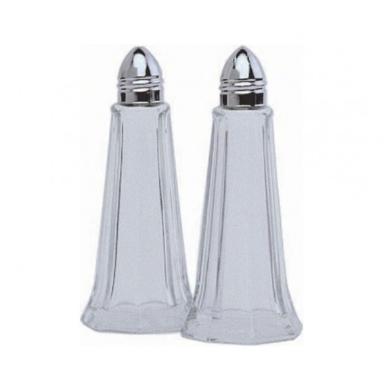 Glass Lighthouse Salt Shaker with Silver Top
