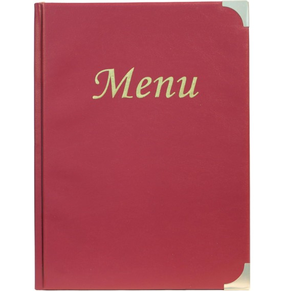 Menu Holder A4 Wine Red 8 Pages
