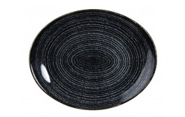 Homespun Charcoal Black Oval Coupe Plate