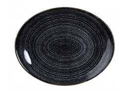 Homespun Charcoal Black Oval Coupe Plate