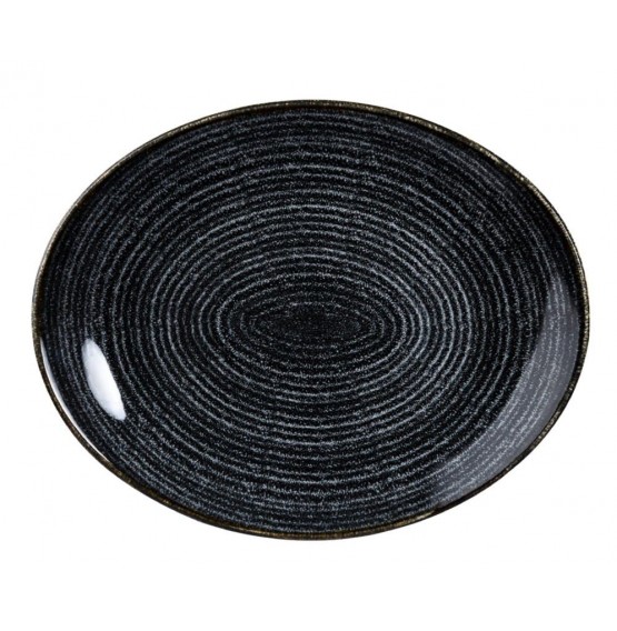 Homespun Charcoal Black Oval Coupe Plate