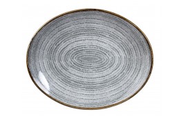 Homespun Stone Grey Oval Coupe Plate