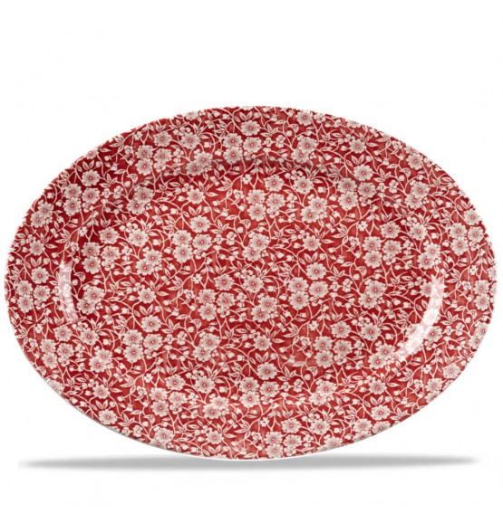 Vintage Prints Cranberry Victorian Calico Oval Dish