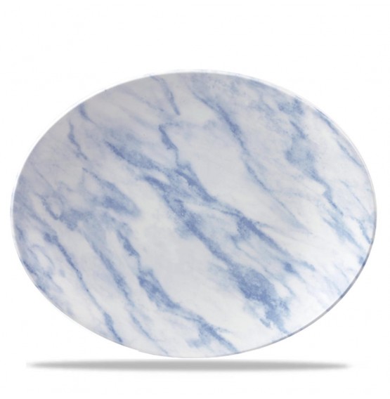 Textured Prints Blue Marble Oval Coupe Plate