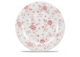 Vintage Prints Cranberry Rose Chintz Oval Coupe Plate