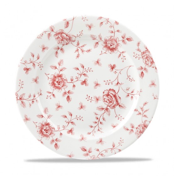 Vintage Prints Cranberry Rose Chintz Plate