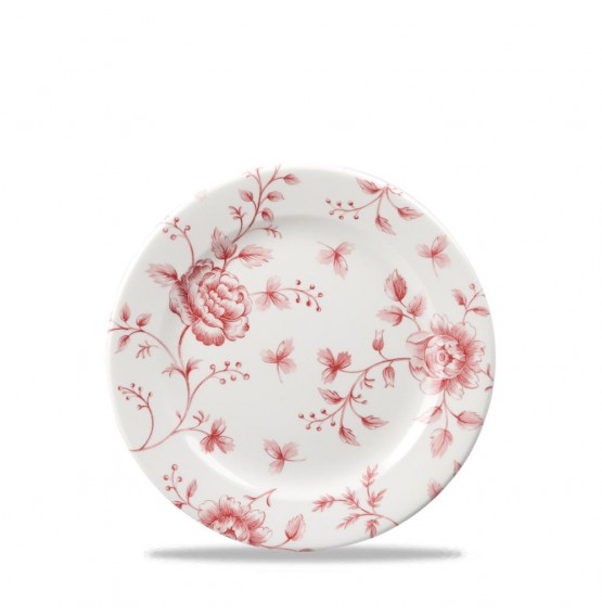 Vintage Prints Cranberry Rose Chintz Plate