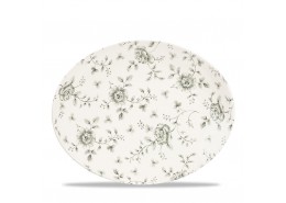 Vintage Prints Grey Rose Chintz Oval Plate