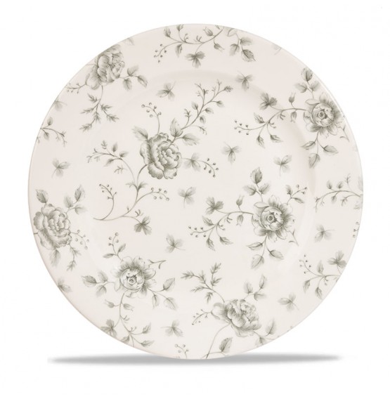 Vintage Prints Grey Rose Chintz Plate