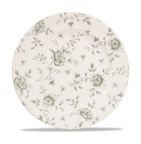 Vintage Prints Grey Rose Chintz Plate