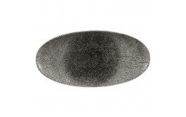 Raku Quartz Black Chefs' Oval Plate