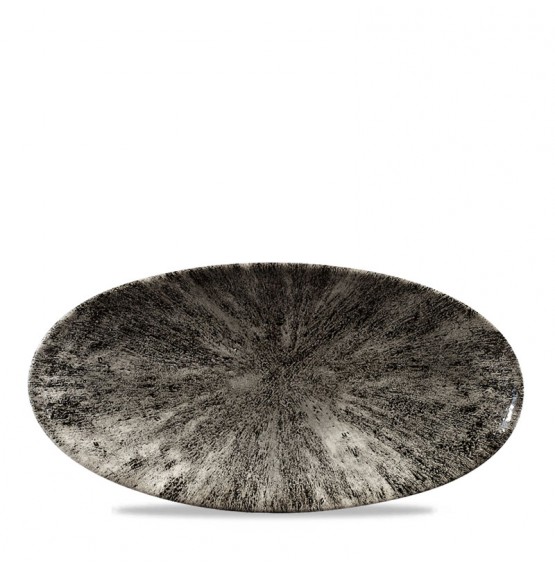 Stone Quartz Black Chefs' Oval Plate