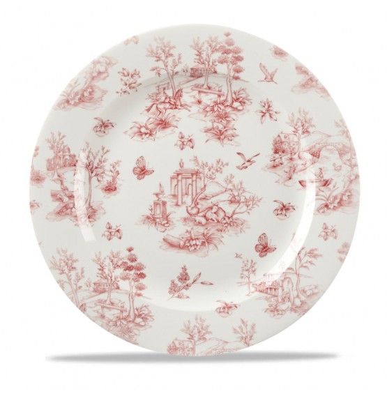 Vintage Prints Cranberry Toile Plate