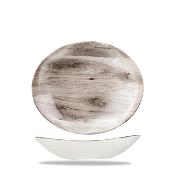 Textured Prints Sepia Wood Oval Coupe Bowl