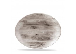 Textured Prints Sepia Wood Oval Coupe Plate