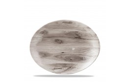 Textured Prints Sepia Wood Oval Coupe Plate