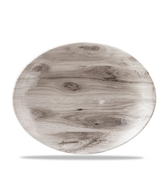 Textured Prints Sepia Wood Oval Coupe Plate