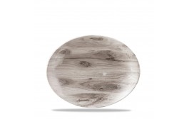 Textured Prints Sepia Wood Oval Coupe Plate