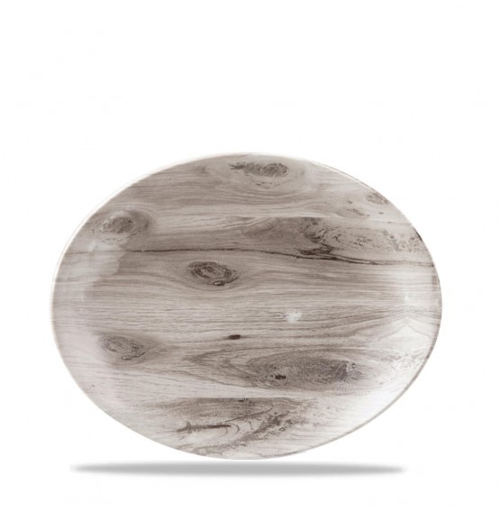 Textured Prints Sepia Wood Oval Coupe Plate